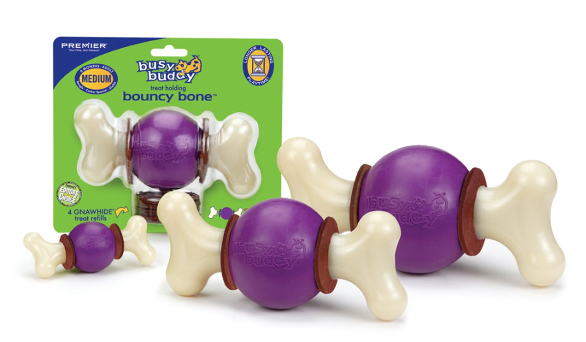 Busy Buddy Bouncy Bone Dog Chew Multi-Color 1ea/MD - VAILEO